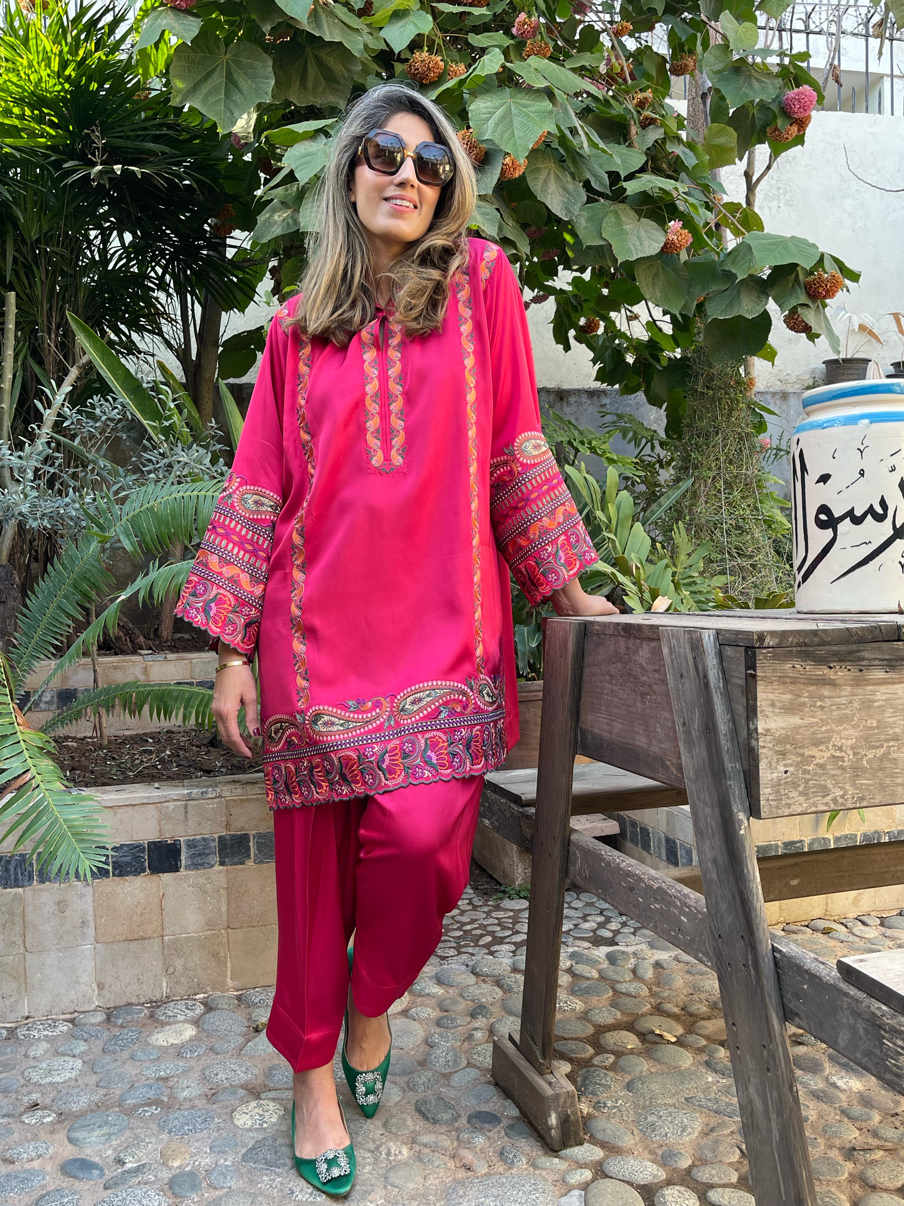 Silk Set Fushia Pink