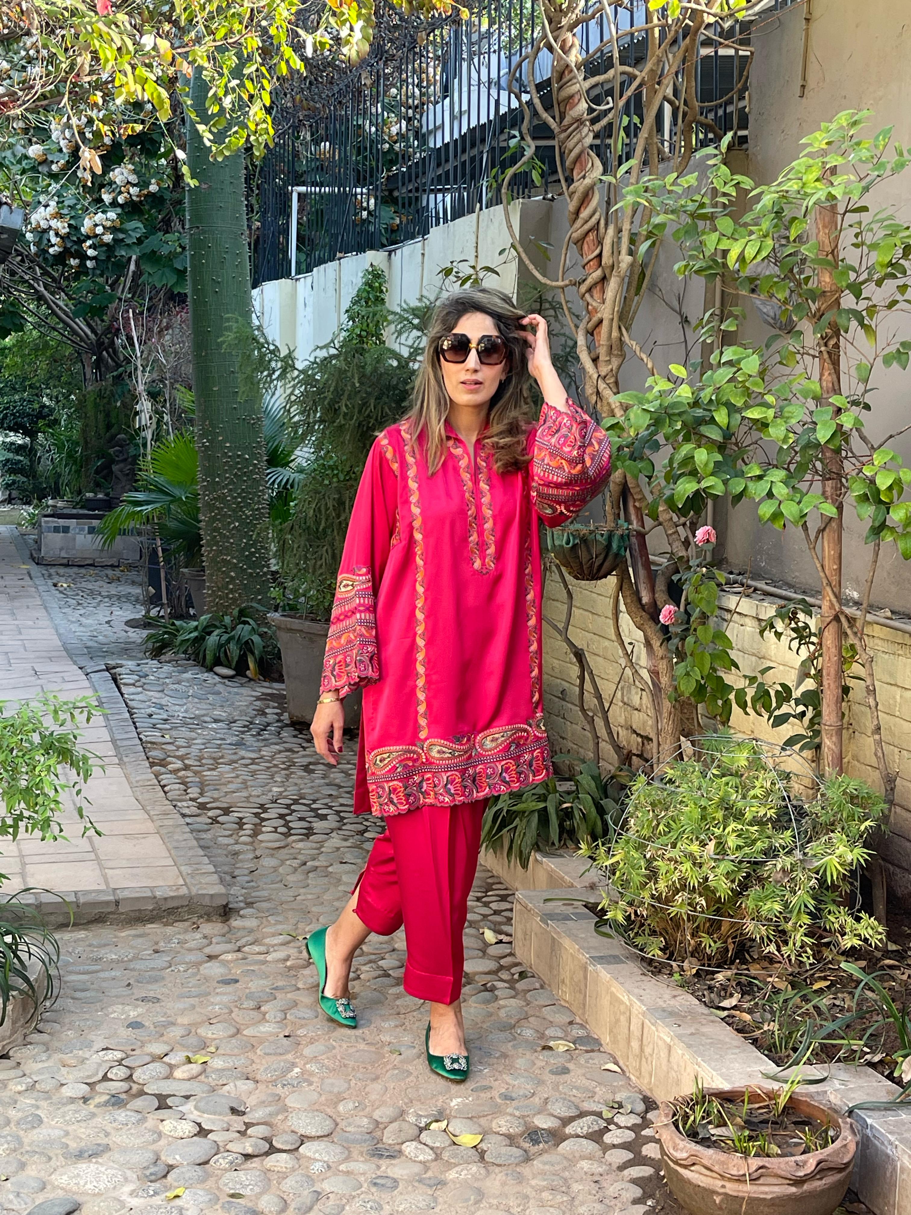 Silk Set Fushia Pink