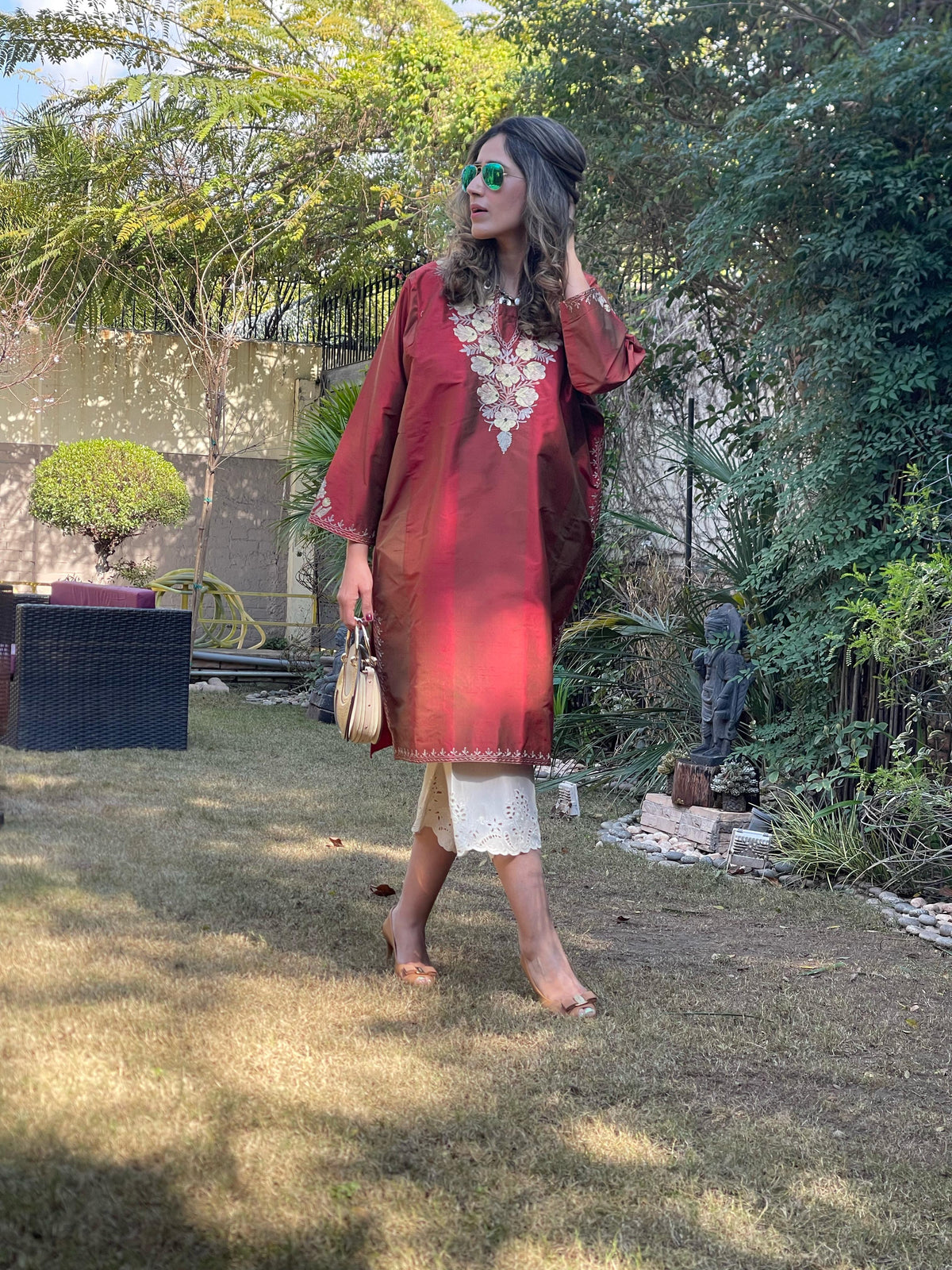 Silk Pheran Maroon
