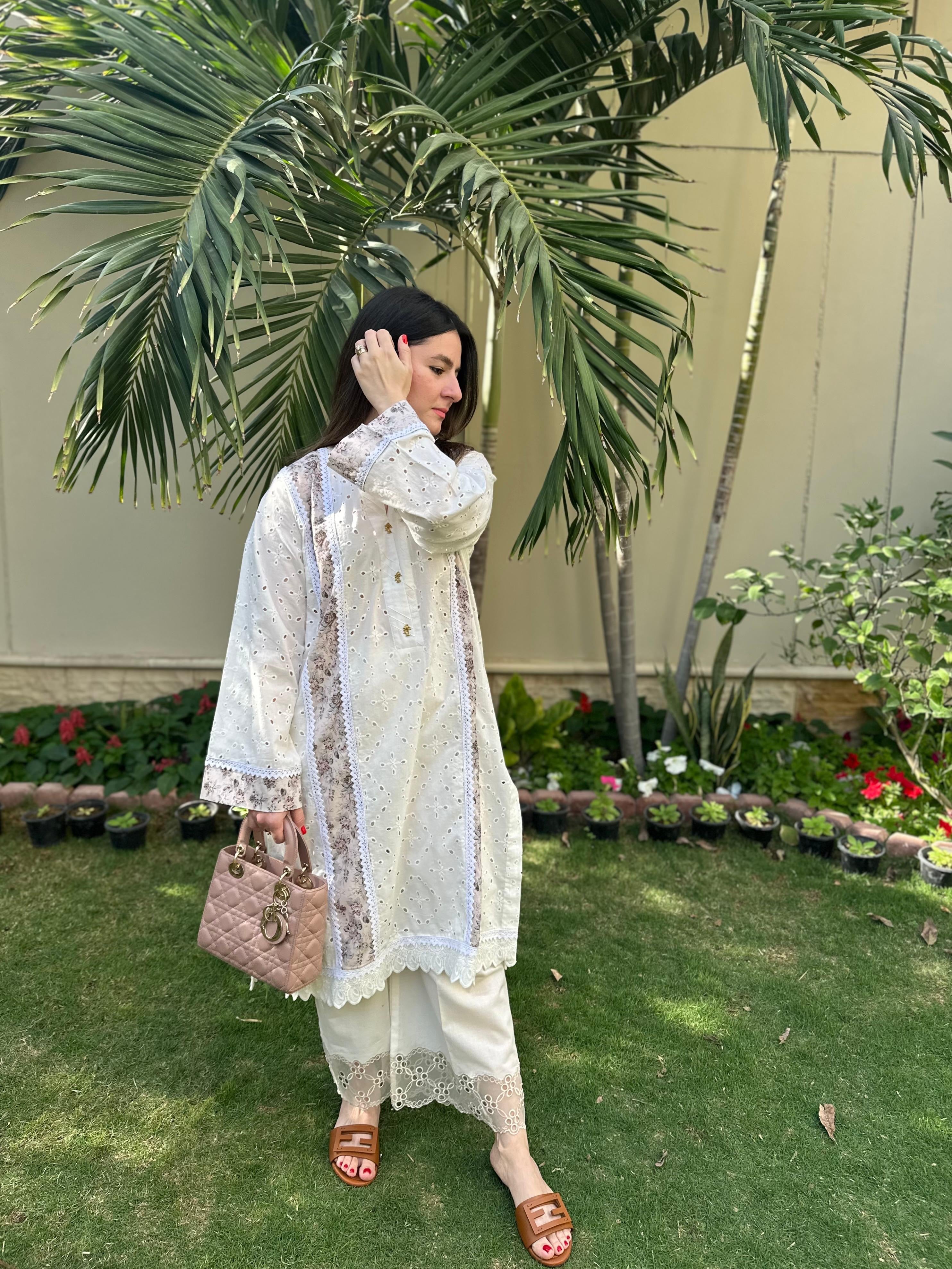 Floral Eyelet Kurta